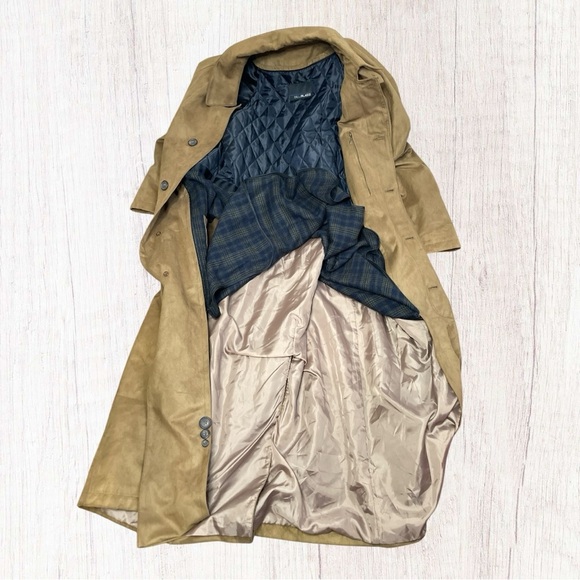 VTG BILL BLASS Men’s Faux Belted Suede Trench Coat Zip-In Quilted Lining, 42L - Picture 12 of 16